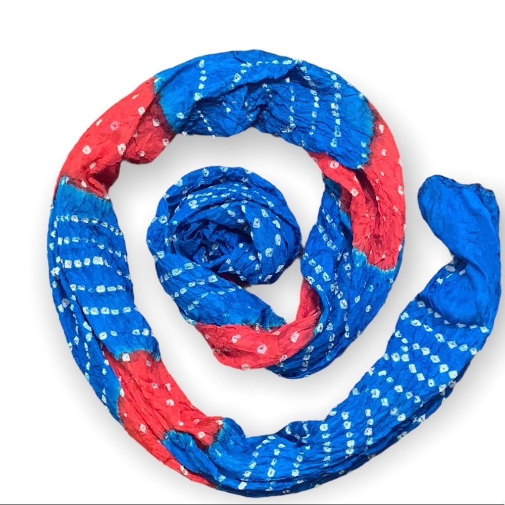 Salwar Kameez Blue and Red Scarf